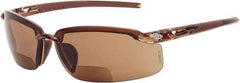 CrossFire - +2, Brown Lenses, Scratch Resistant, Frameless Magnifying Safety Glasses - UV Protection - Americas Industrial Supply