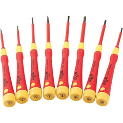 Wiha - 8 Piece Slotted & Phillips Screwdriver Set - #00 to #1 Phillips Size - Americas Industrial Supply