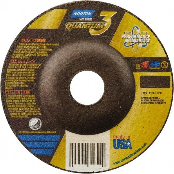 Norton - 9" Wheel Diam, 1/4" Wheel Thickness, 7/8" Arbor Hole, Type 27 Depressed Center Wheel - Coarse Grade, Ceramic, Resinoid Bond - Americas Industrial Supply
