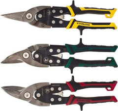 Stanley - 3 Piece Aviation Snip Set - Left, Right, Straight, 10" OAL, 1-15/16" LOC - Americas Industrial Supply