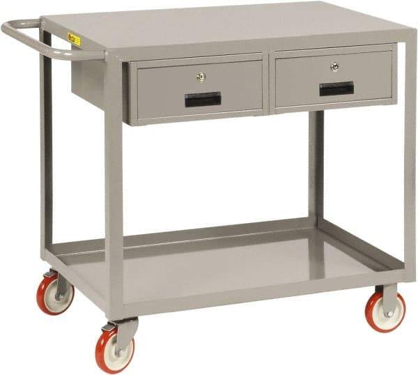 Little Giant - 1,200 Lb Capacity, 24" Wide x 42" Long x 35" High Shelf Cart - 2 Shelf, Steel, 2 Rigid/2 Swivel Casters - Americas Industrial Supply