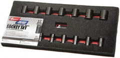 Ability One - 15 Piece 1/2" Drive Impact Socket Set - 6 Points, 10mm to 24mm Range, Metric Measurement Standard - Americas Industrial Supply