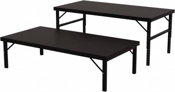 Valley Craft - 48 Wide x 96" Deep x 28" High, Steel Work Table - 14 Gauge Stainless Steel Top, Adjustable Height Legs, Gray - Americas Industrial Supply