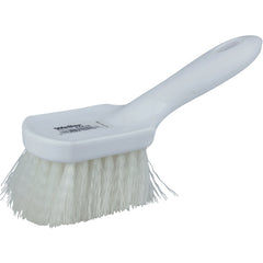 8″ Utility Scrub Brush, White Nylon Fill, Short Handle, Plastic Block - Americas Industrial Supply