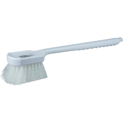 20″ Utility Scrub Brush, White Nylon Fill, Long Handle, Plastic Block - Americas Industrial Supply