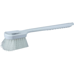 20″ Utility Scrub Brush, White Nylon Fill, Long Handle, Plastic Block - Americas Industrial Supply