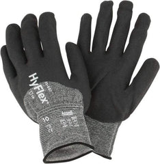 Ansell - Size XL (10), ANSI Cut Lvl 2, Puncture Lvl 4, Abrasion Lvl 4, Silicone-Free Nitrile Coated Cut & Puncture Resistant Gloves - 10.25" Long, Palm, Fingers & Knuckles Coated, Knit Wrist, Black, Paired - Americas Industrial Supply