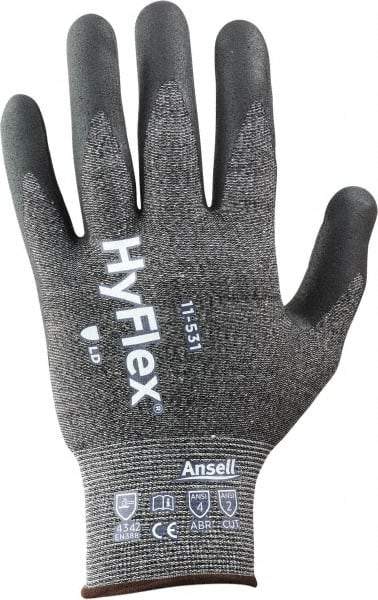 Ansell - Size XS (6), ANSI Cut Lvl 2, Puncture Lvl 4, Abrasion Lvl 4, Silicone-Free Nitrile Coated Cut & Puncture Resistant Gloves - 8.66" Long, Palm & Fingertips Coated, Knit Wrist, Black, Paired - Americas Industrial Supply