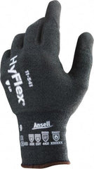 Ansell - Size L (9), ANSI Cut Lvl 4, Abrasion Lvl 4, Silicone-Free Nitrile Coated Cut Resistant Gloves - 9.75" Long, Palm & Fingertips Coated, Knit Wrist, Gray, Paired - Americas Industrial Supply