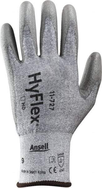 Ansell - Size S (7), ANSI Cut Lvl 2, Abrasion Lvl 6, Polyurethane Coated Cut Resistant Gloves - 8" Long, Palm & Fingertips Coated, Intercept Technology Yarn Lining, Knit Wrist, Silver, Paired - Americas Industrial Supply