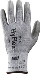 Ansell - Size S (7), ANSI Cut Lvl 2, Abrasion Lvl 6, Polyurethane Coated Cut Resistant Gloves - 8" Long, Palm & Fingertips Coated, Intercept Technology Yarn Lining, Knit Wrist, Silver, Paired - Americas Industrial Supply