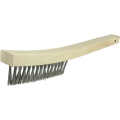 V-Groove Hand Wire Scratch Brush, .012 Stainless Steel Fill, Curved Handle, 3 × 19 Rows - Americas Industrial Supply