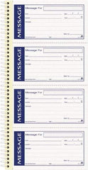 Adams Business Forms - 200 Sheet, 11 x 5-1/4", Call Book - Blue & White - Americas Industrial Supply