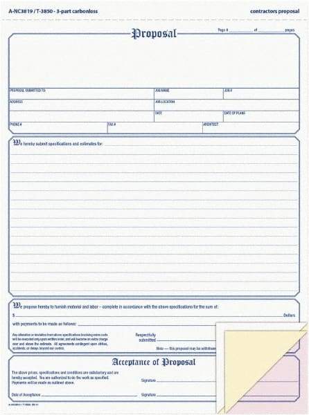 Adams Business Forms - 50 Sheet, 8-1/2 x 11-7/16", Sales Order Book - White, Canary & Pink - Americas Industrial Supply