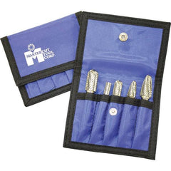 Made in USA - 5 Piece, 1/4" Shank Burr Set - Multiple Head Shapes, Solid Carbide - Americas Industrial Supply