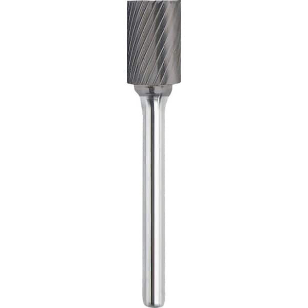 Made in USA - 11mm Cut Diam, 0.2362" Shank Diam, Cylinder with End Cut Head Single Cut Burr - Carbide, 25mm LOC, 70mm OAL - Americas Industrial Supply