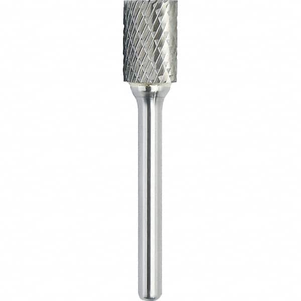 Made in USA - 5/16" Cut Diam, 1/4" Shank Diam, Cylinder with End Cut Head Double Cut Burr - Carbide, 3/4" LOC, 2-1/2" OAL - Americas Industrial Supply