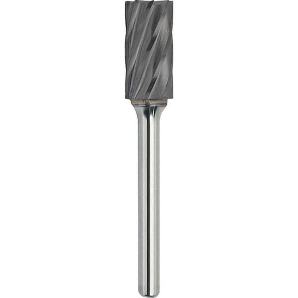 Made in USA - 11mm Cut Diam, 0.2362" Shank Diam, Cylinder with End Cut Head Aluma Cut Burr - Carbide, 25mm LOC, 70mm OAL - Americas Industrial Supply