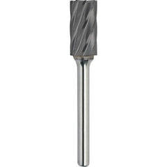 Made in USA - 1" Cut Diam, 3/8" Shank Diam, Cylinder Head Aluma Cut Burr - Carbide, 1" LOC, 2-3/4" OAL - Americas Industrial Supply