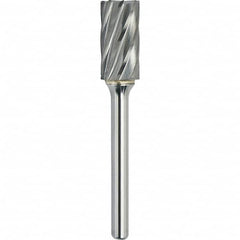 Made in USA - 3/8" Cut Diam, 1/4" Shank Diam, Cylinder Head Aluma Cut Burr - Carbide, 1-1/2" LOC, 3-1/4" OAL - Americas Industrial Supply
