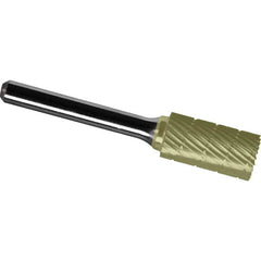 Made in USA - 5/16" Cut Diam, 1/4" Shank Diam, Cylinder with End Cut Head Chipbreaker Cut Burr - Carbide, 3/4" LOC, 2-1/2" OAL - Americas Industrial Supply