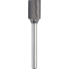 Made in USA - 9.5mm Cut Diam, 0.2362" Shank Diam, Cylinder Head Double Cut Burr - Carbide, 38mm LOC, 70mm OAL - Americas Industrial Supply