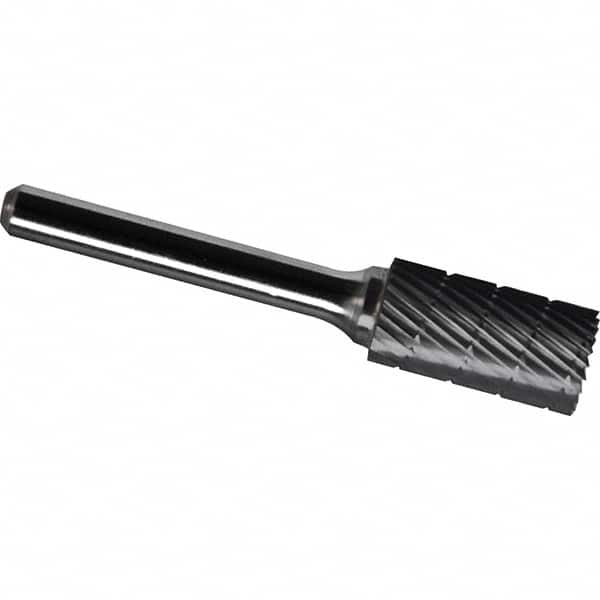 Made in USA - 19mm Cut Diam, 0.2362" Shank Diam, Cylinder with End Cut Head Chipbreaker Cut Burr - Carbide, 25mm LOC, 70mm OAL - Americas Industrial Supply