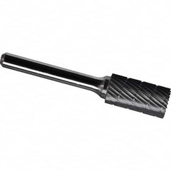 Made in USA - 3/4" Cut Diam, 1/4" Shank Diam, Cylinder with End Cut Head Chipbreaker Cut Burr - Carbide, 3/4" LOC, 2-1/2" OAL - Americas Industrial Supply