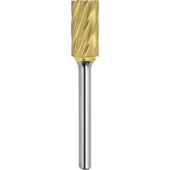 Made in USA - 1" Cut Diam, 1/4" Shank Diam, Cylinder with End Cut Head Aluma Cut Burr - Carbide, 1" LOC, 2-3/4" OAL - Americas Industrial Supply