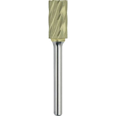 Made in USA - 1" Cut Diam, 1/4" Shank Diam, Cylinder with End Cut Head Aluma Cut Burr - Carbide, 1" LOC, 2-3/4" OAL - Americas Industrial Supply