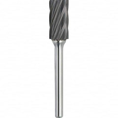 Made in USA - 9.5mm Cut Diam, 0.2362" Shank Diam, Cylinder Head Aluma Cut Burr - Carbide, 25mm LOC, 69mm OAL - Americas Industrial Supply