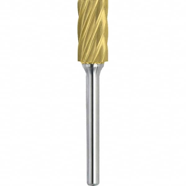Made in USA - 1" Cut Diam, 3/8" Shank Diam, Cylinder Head Aluma Cut Burr - Carbide, 1" LOC, 2-3/4" OAL - Americas Industrial Supply
