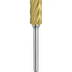 Made in USA - 1" Cut Diam, 3/8" Shank Diam, Cylinder Head Aluma Cut Burr - Carbide, 1" LOC, 2-3/4" OAL - Americas Industrial Supply
