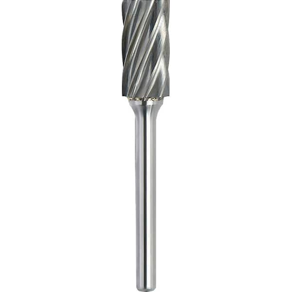 Made in USA - 9.5mm Cut Diam, 0.2362" Shank Diam, Cylinder Head Aluma Cut Burr - Carbide, 25mm LOC, 70mm OAL - Americas Industrial Supply