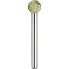 Made in USA - 1/2" Cut Diam, 3/8" Shank Diam, Ball Head Aluma Cut Burr - Carbide, 7/16" LOC, 2-1/4" OAL - Americas Industrial Supply
