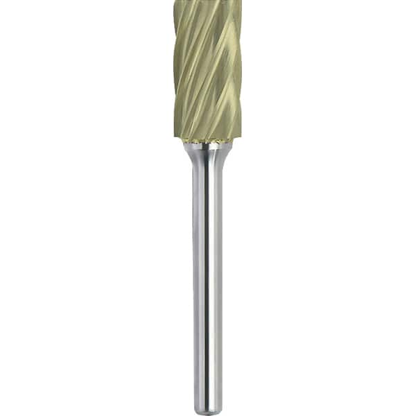 Made in USA - 9.5mm Cut Diam, 0.2362" Shank Diam, Cylinder Head Aluma Cut Burr - Carbide, 25mm LOC, 69mm OAL - Americas Industrial Supply