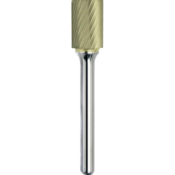 Made in USA - 1/2" Cut Diam, 1/4" Shank Diam, Cylinder Head Chipbreaker Cut Burr - Carbide, 1" LOC, 2-3/4" OAL - Americas Industrial Supply