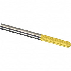 Made in USA - 3mm Cut Diam, 0.1181" Shank Diam, Cylinder with Radius Head Single Cut Burr - Carbide, 14mm LOC, 50mm OAL - Americas Industrial Supply