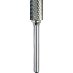 Made in USA - 6.3mm Cut Diam, 0.1181" Shank Diam, Cylinder Head Single Cut Burr - Carbide, 12.7mm LOC, 50mm OAL - Americas Industrial Supply