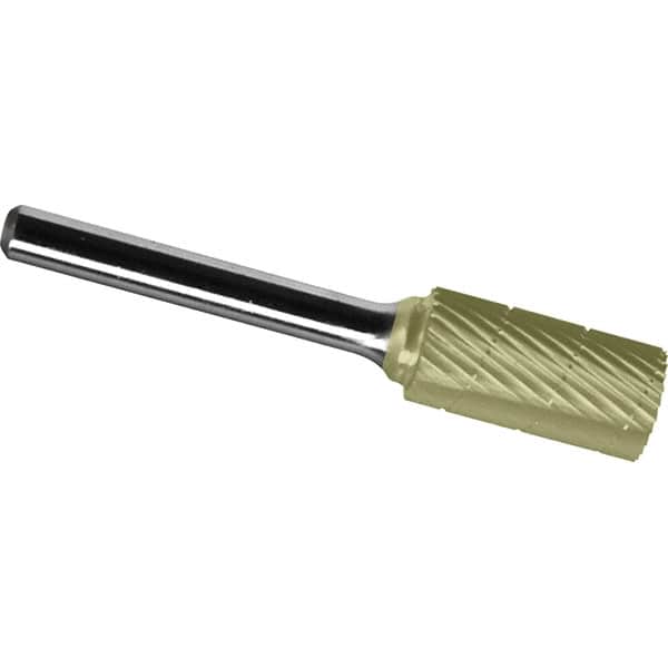 Made in USA - 9.5mm Cut Diam, 0.2362" Shank Diam, Cylinder Head Chipbreaker Cut Burr - Carbide, 38mm LOC, 70mm OAL - Americas Industrial Supply