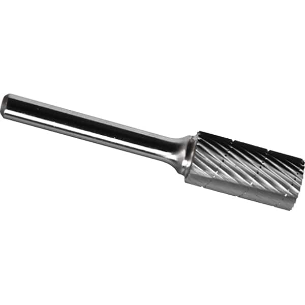 Made in USA - 1" Cut Diam, 0.2362" Shank Diam, Cylinder Head Chipbreaker Cut Burr - Carbide, 25mm LOC, 70mm OAL - Americas Industrial Supply