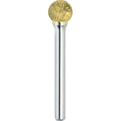 Made in USA - 1" Cut Diam, 3/8" Shank Diam, Ball Head Double Cut Burr - Carbide, 15/16" LOC, 2-3/4" OAL - Americas Industrial Supply