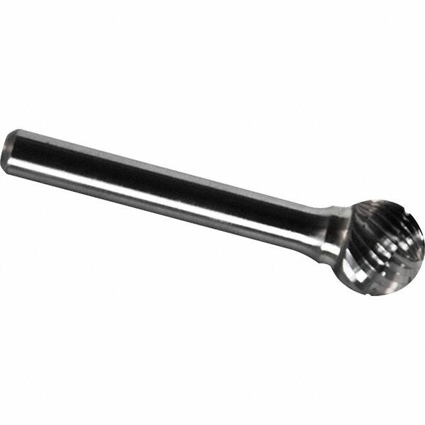 Made in USA - 3/4" Cut Diam, 1/4" Shank Diam, Ball Head Chipbreaker Cut Burr - Carbide, 11/16" LOC, 2-1/2" OAL - Americas Industrial Supply