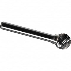 Made in USA - 1/2" Cut Diam, 1/4" Shank Diam, Ball Head Chipbreaker Cut Burr - Carbide, 7/16" LOC, 2-1/4" OAL - Americas Industrial Supply