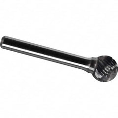 Made in USA - 3/8" Cut Diam, 1/4" Shank Diam, Ball Head Chipbreaker Cut Burr - Carbide, 5/16" LOC, 2-1/8" OAL - Americas Industrial Supply