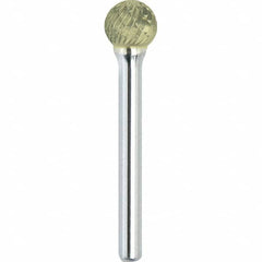 Made in USA - 1" Cut Diam, 1/4" Shank Diam, Ball Head Double Cut Burr - Carbide, 15/16" LOC, 2-3/4" OAL - Americas Industrial Supply