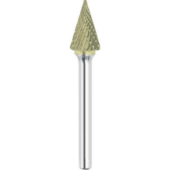 Made in USA - 3mm Cut Diam, 0.1181" Shank Diam, Cone Head Double Cut Burr - Carbide, 11mm LOC, 50mm OAL - Americas Industrial Supply