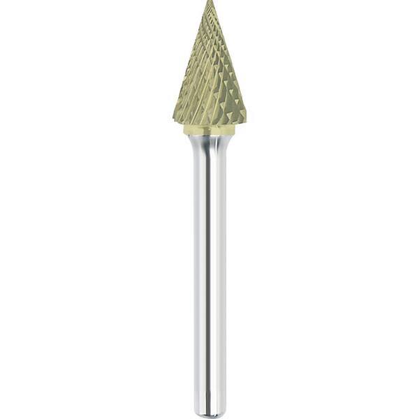 Made in USA - 9.5mm Cut Diam, 0.2362" Shank Diam, Cone Head Double Cut Burr - Carbide, 16mm LOC, 61mm OAL - Americas Industrial Supply
