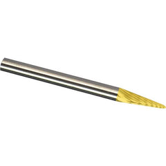 Made in USA - 1/8" Cut Diam, 1/8" Shank Diam, Cone Head Aluma Cut Burr - Carbide, 11/32" LOC, 1-1/2" OAL - Americas Industrial Supply