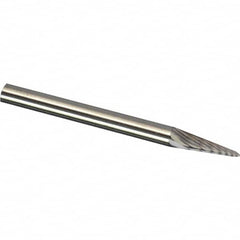 Made in USA - 3mm Cut Diam, 0.1181" Shank Diam, Cone Head Single Cut Burr - Carbide, 8.9mm LOC, 38mm OAL - Americas Industrial Supply
